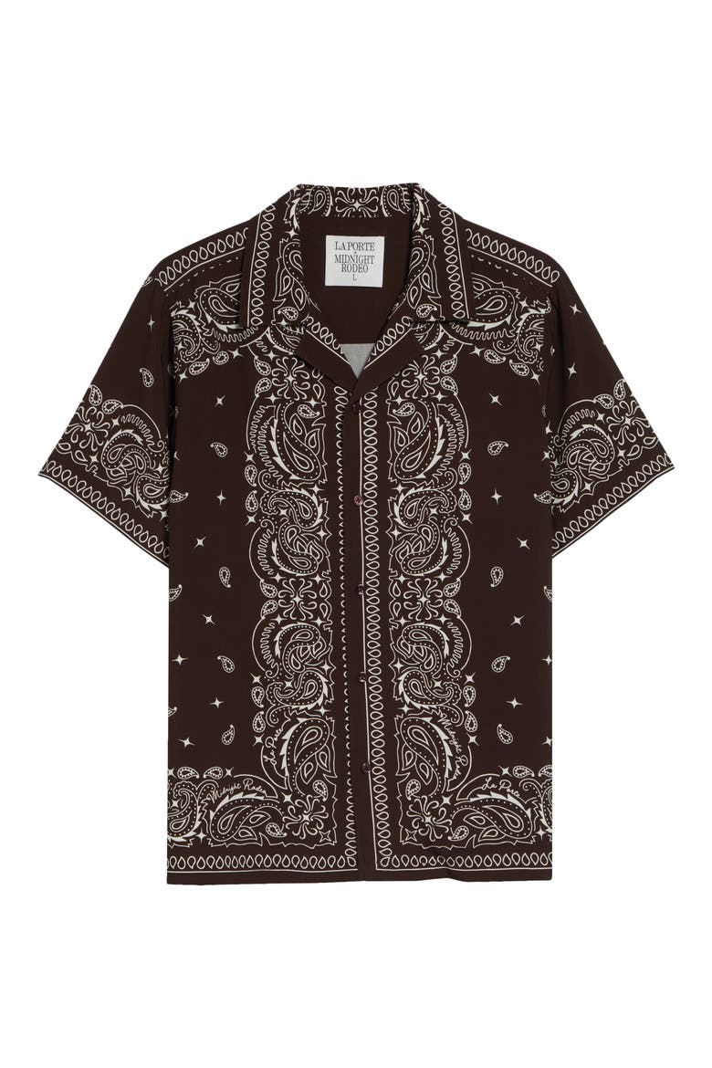 x La Porte Bandana Print Camp Shirt, Alternate, color, BROWN BANDANA PRINT