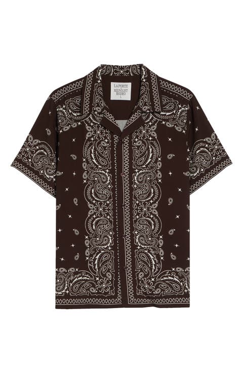 x La Porte Bandana Print Camp Shirt