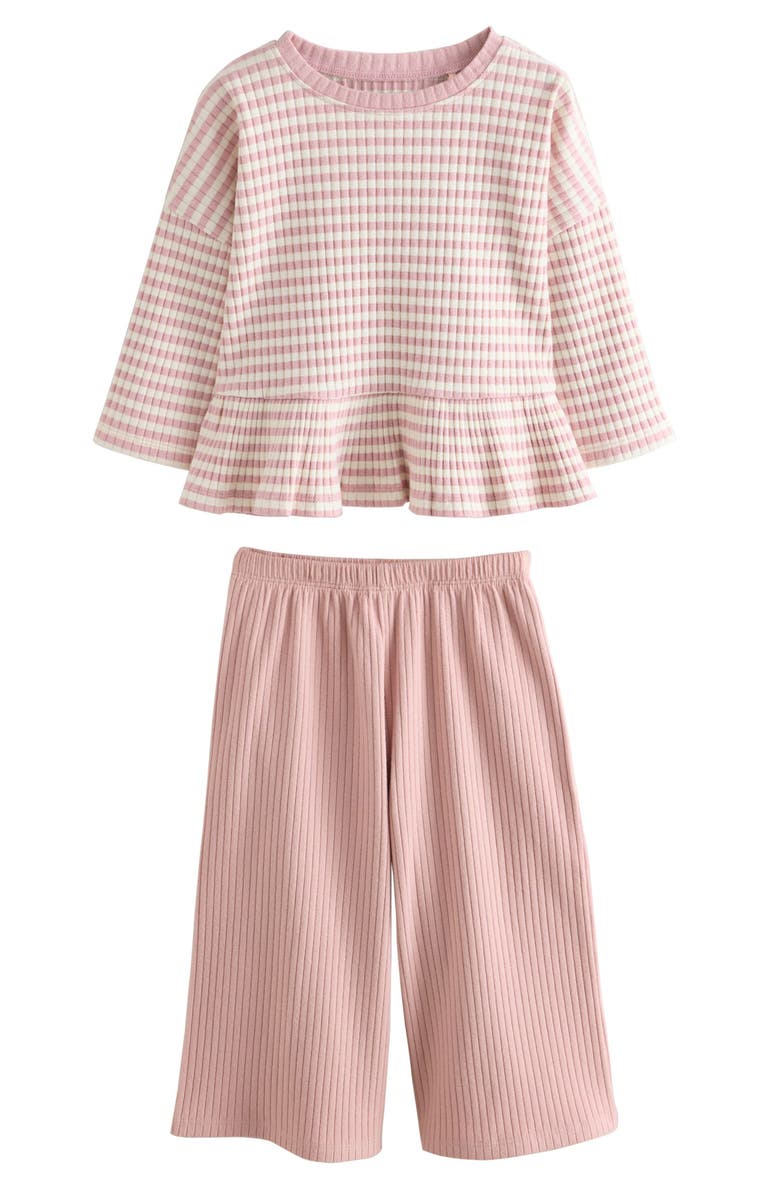 NEXT Kids' Long Sleeve Top & Wide Leggings, Main, color, Pink