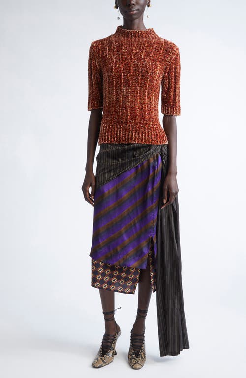 Dries Van Noten Ribbed-knit Chenille Sweater In Orange