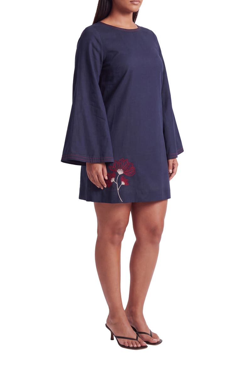 Sia Floral Embroidered Minidress, Alternate, color, NAVY BLUE