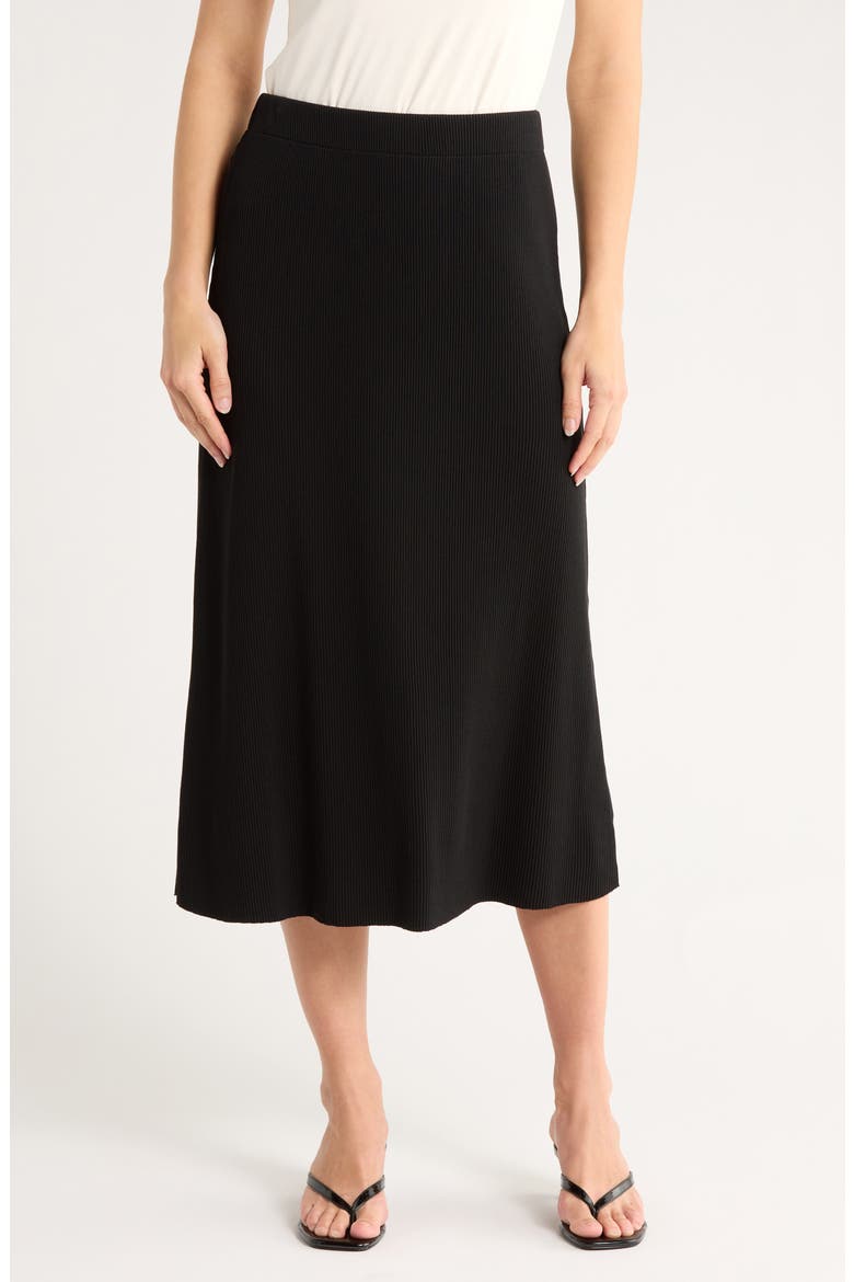 Rib Midi Skirt, Main, color, BLACK