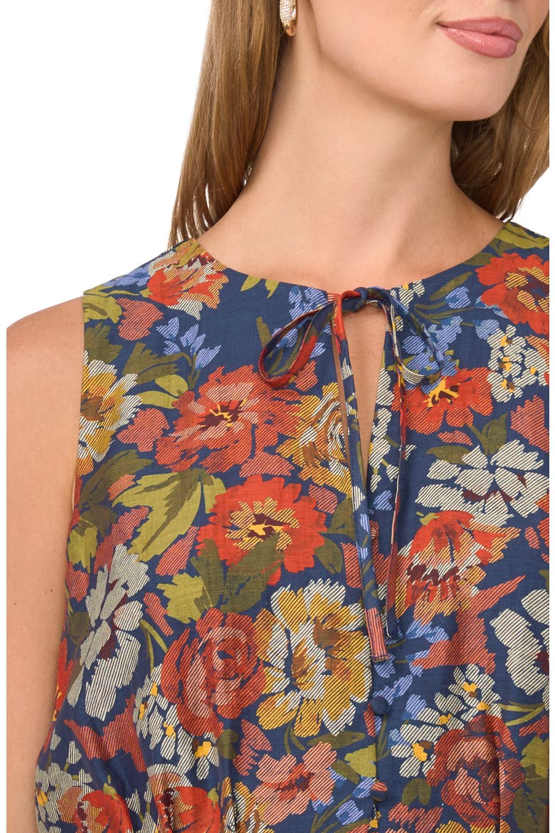 Pleated Peplum Sleeveless Top, Alternate, color, CLASSIC NAVY