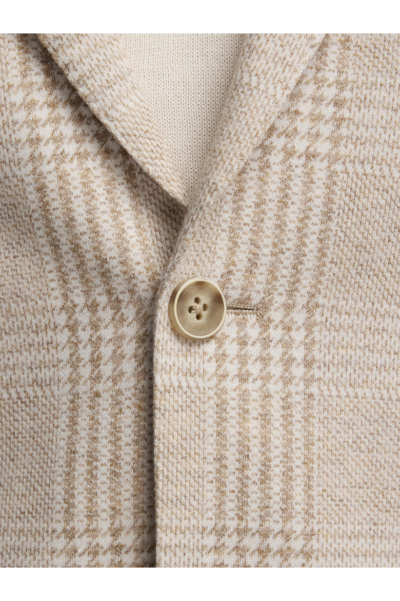 Cotton Blend Plaid Single Breasted Notch Lapel Knit Sport Coat, Alternate, color, Tan