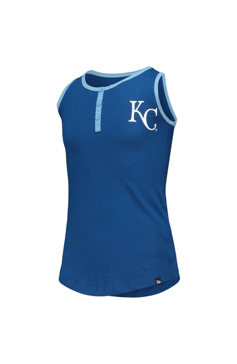 New Era Girls Youth New Era Royal Kansas City Royals Henley Tank Top, Alternate, color, Royal