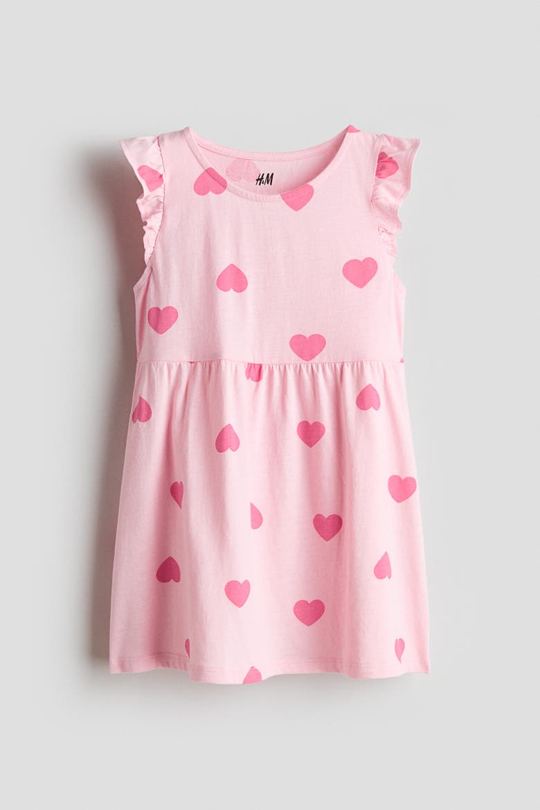 Printed Cotton Dress, Main, color, Light pink/hearts
