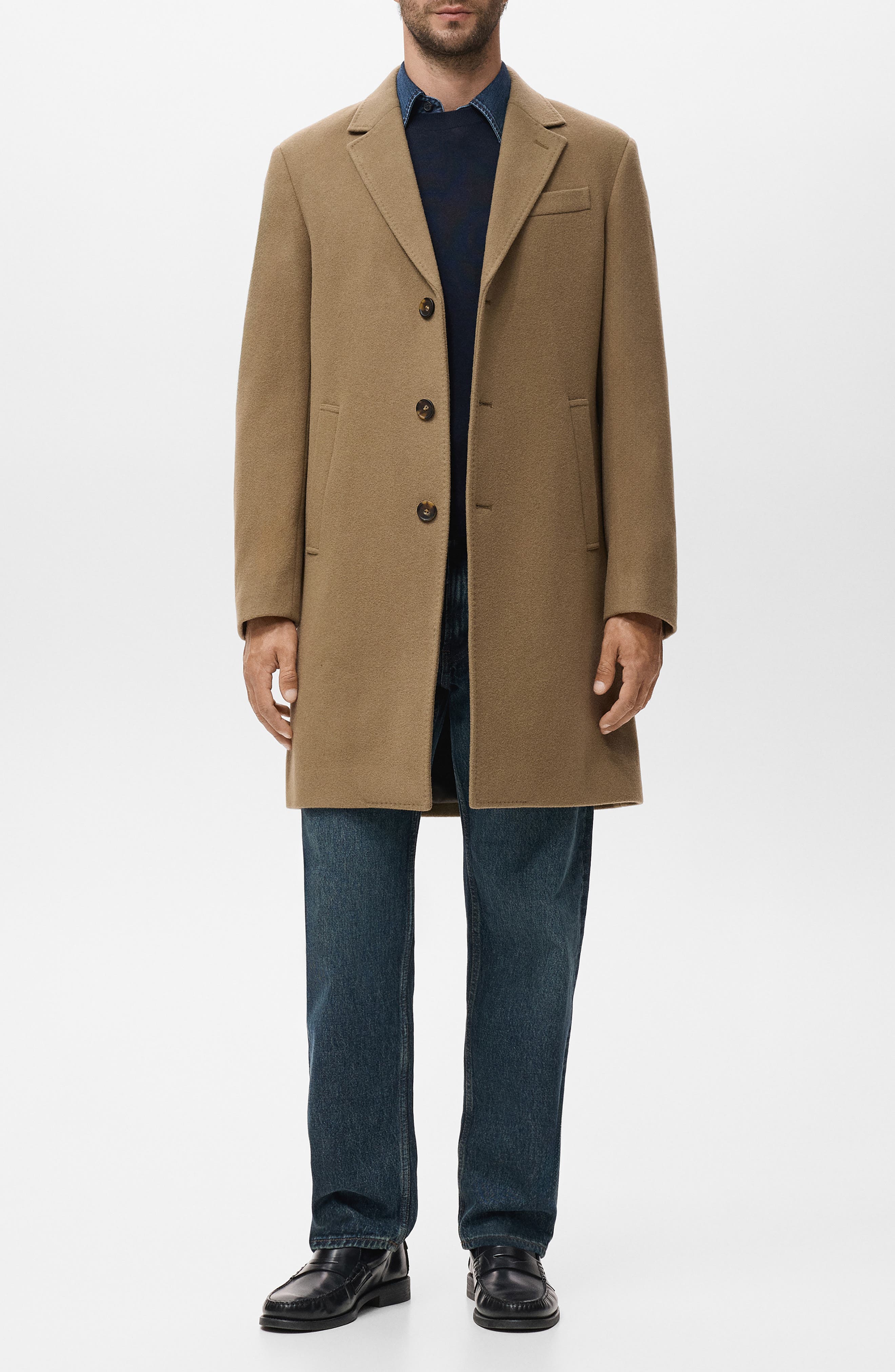 Slim Fit Wool Blend Overcoat