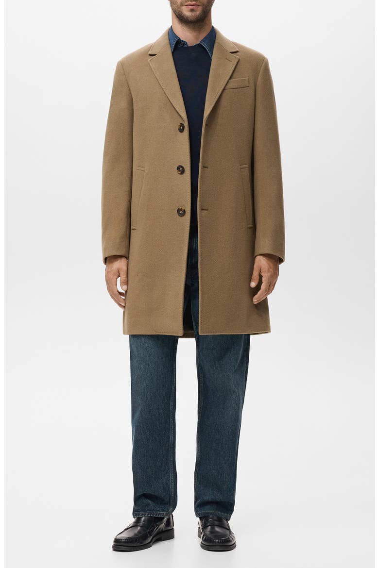 Slim Fit Wool Blend Overcoat, Main, color, MEDIUM BROWN