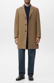MANGO Slim Fit Wool Blend Overcoat