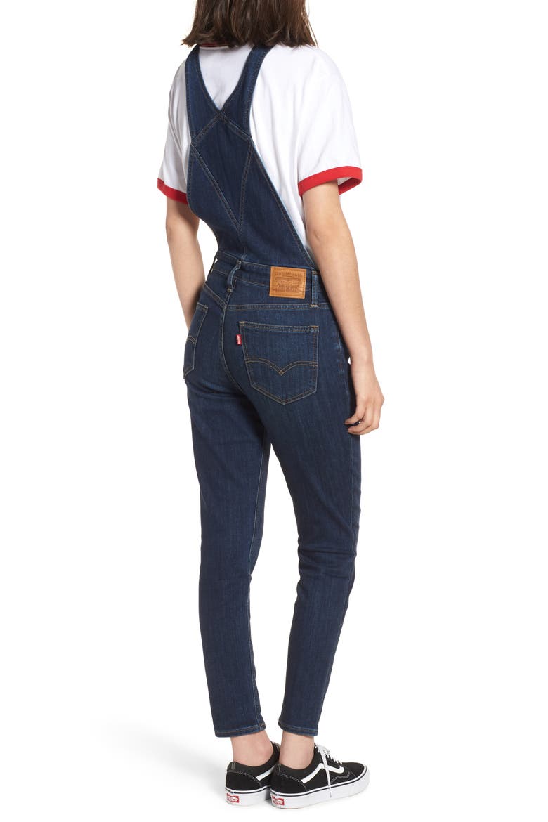 Levi's® Skinny Denim Overalls, Alternate, color, OVER AND OUT