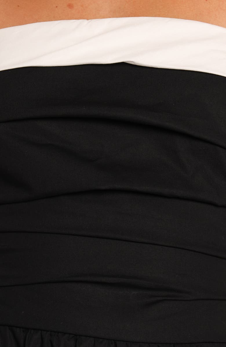 Petal & Pup Marias Strapless Cotton Midi Dress, Alternate, color, Black