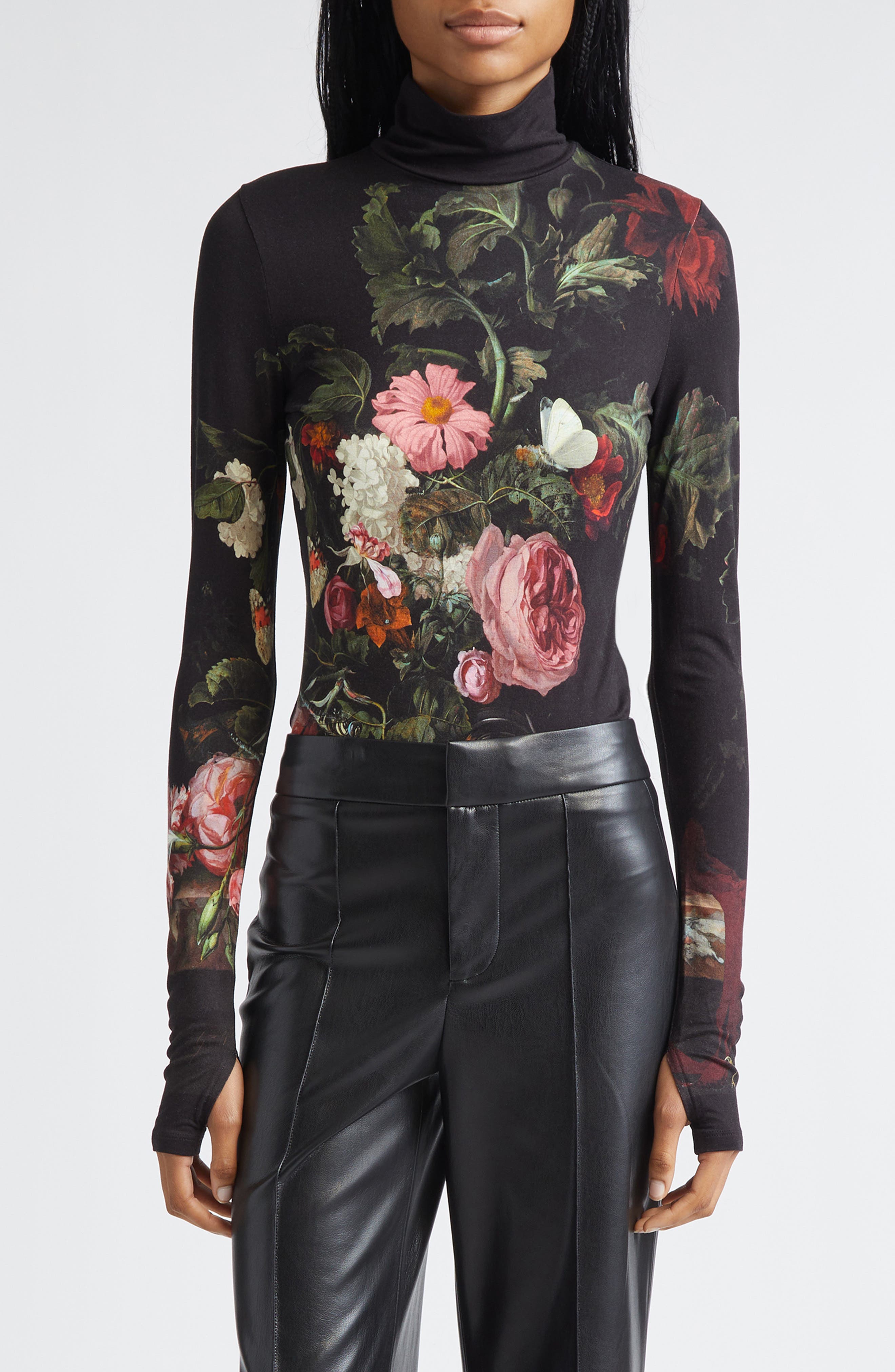 Delaina Print Turtleneck Top