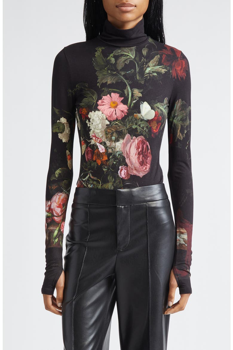 Delaina Print Turtleneck Top, Main, color, BE STILL