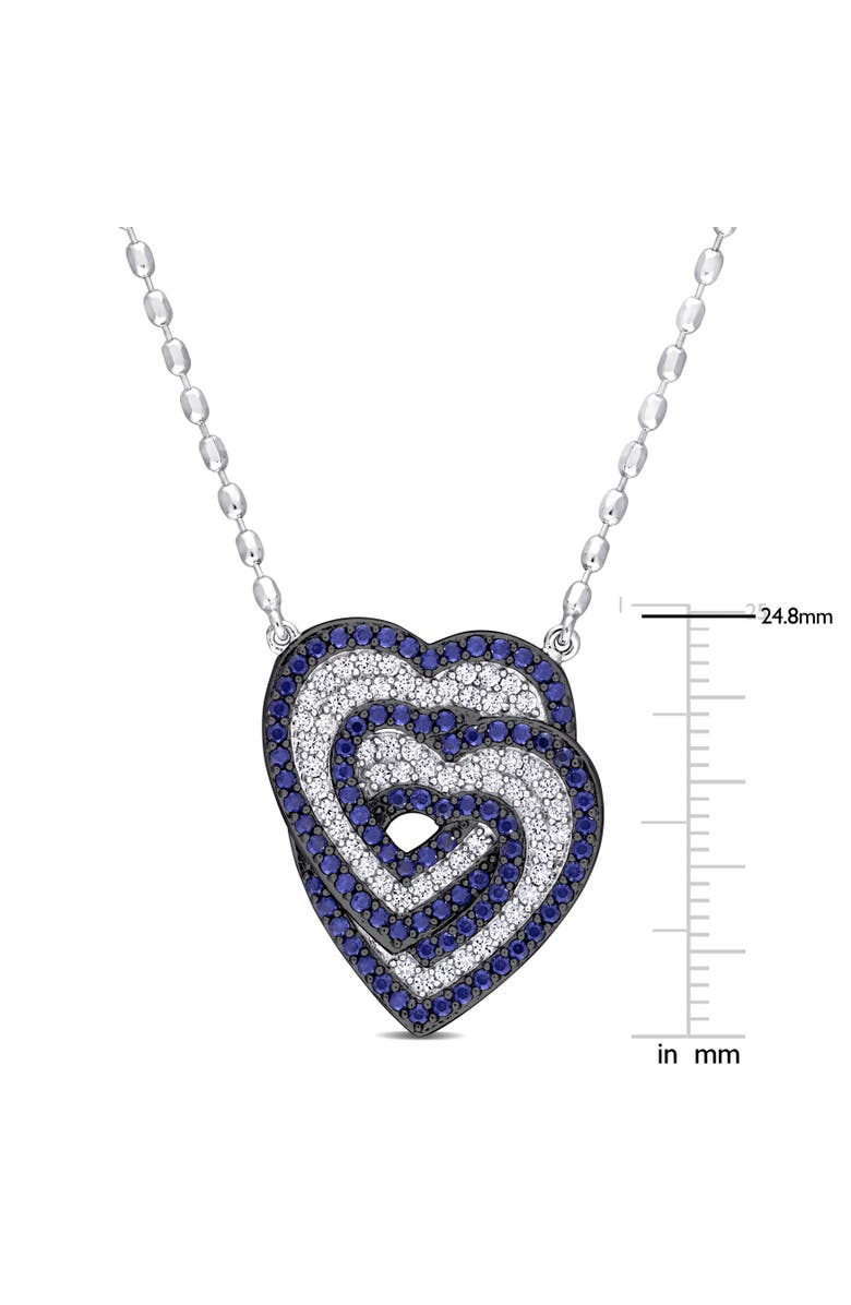Julianna B. Created Blue & White Sapphire Interlocking Heart Necklace, Alternate, color, Created Sapphire