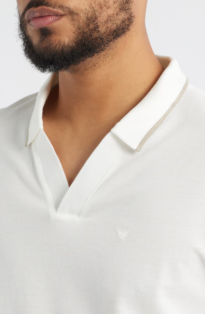 Emporio Armani Piqué Johnny Collar Polo, Alternate, color, Solid White