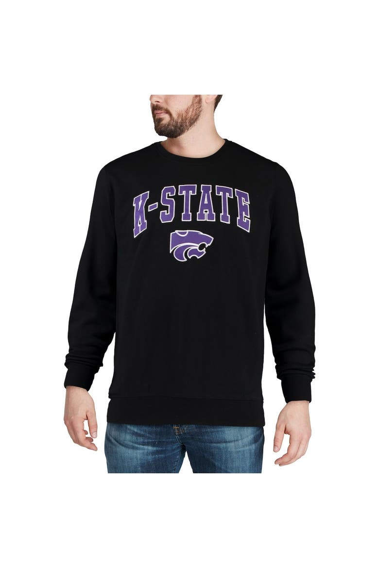 Men's Colosseum Black Kansas State Wildcats Arch & Logo Crew Neck Sweatshirt, Alternate, color, Black