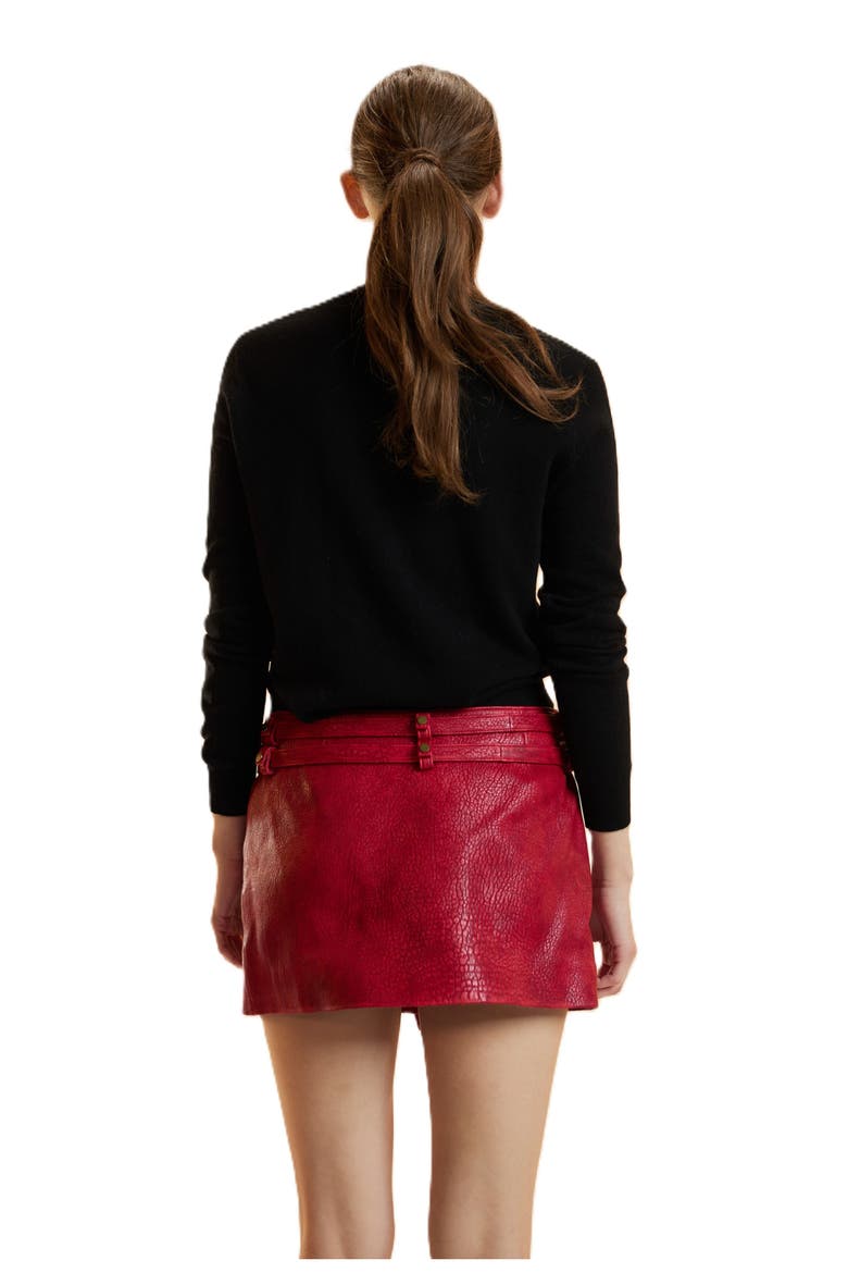 Leather Wrap Skirt, Alternate, color, Red