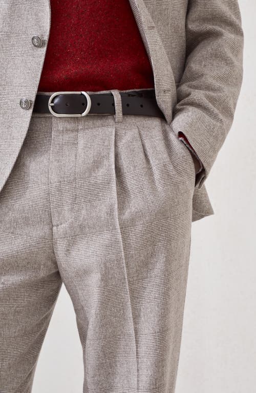 Brunello Cucinelli Straight Trousers With Belt Loops And Cuffed Hem In Brown