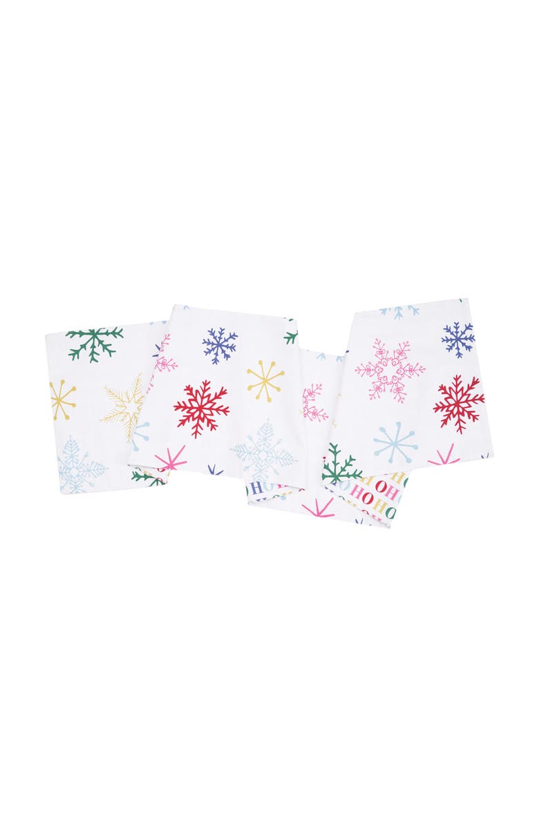 carol & frank Boho Snowflakes 100% Cotton Christmas Table Runner 14" x 72", Main, color, Red