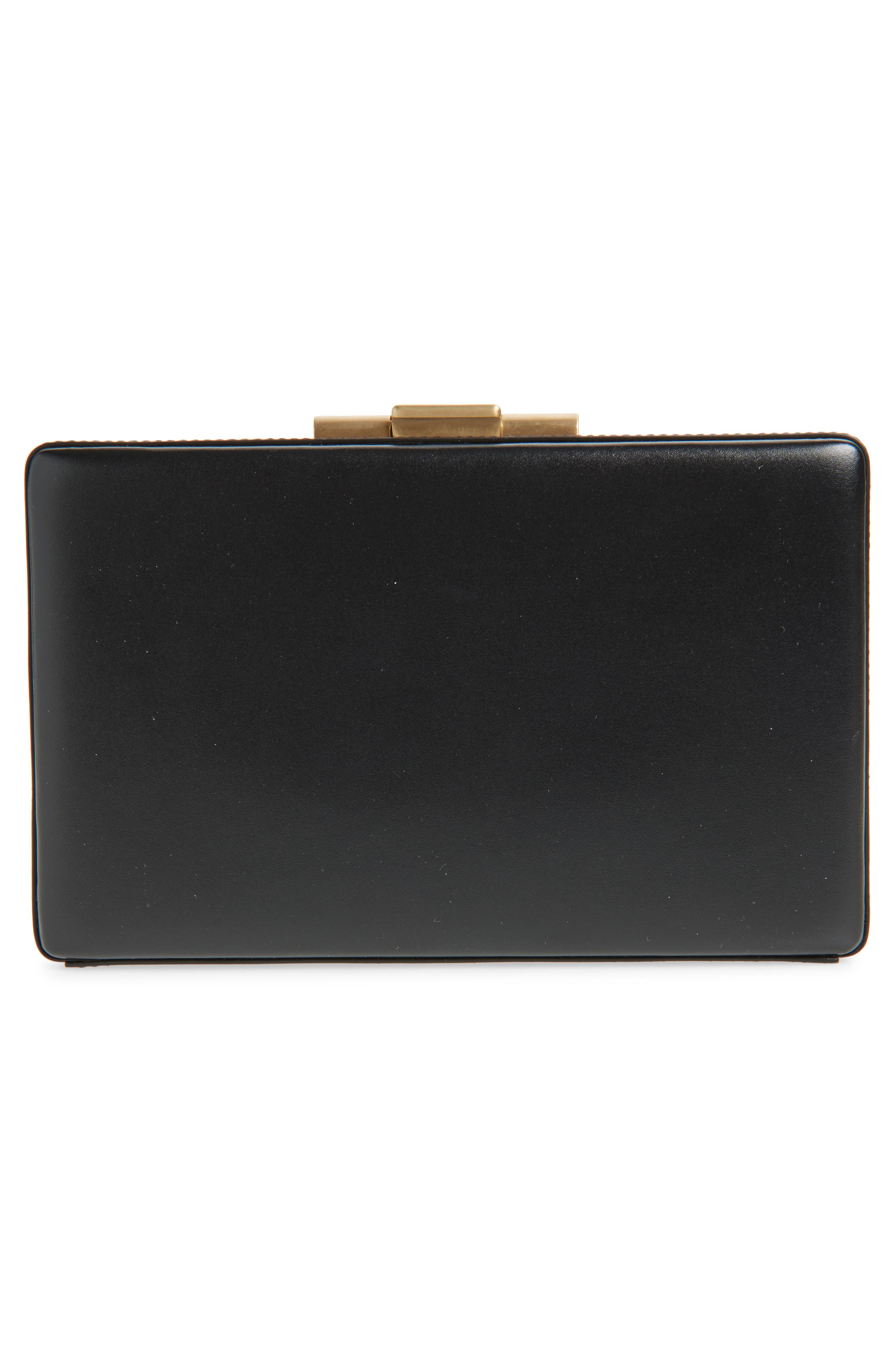 Victoria Beckham Leather Top Handle Box Clutch, Alternate, color, Black