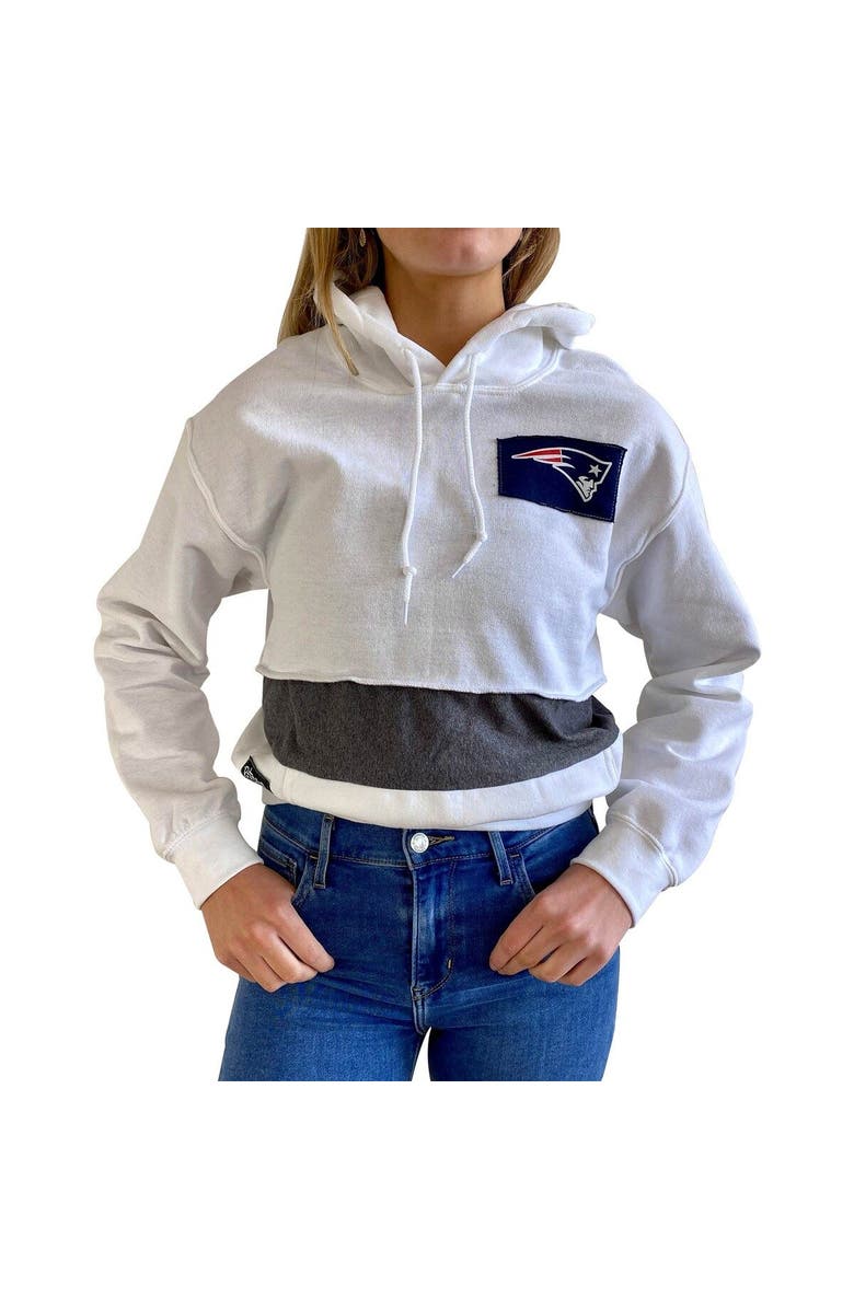 REFRIED APPAREL Women's Refried Apparel White New England Patriots Sustainable Crop Dolman Pullover Hoodie, Alternate, color, White