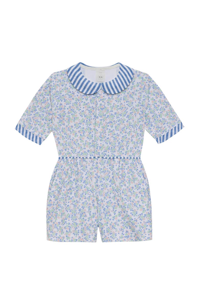 Courtside Kids Girls Sailor Flag Romper, Main, color, Floral/Seersucker
