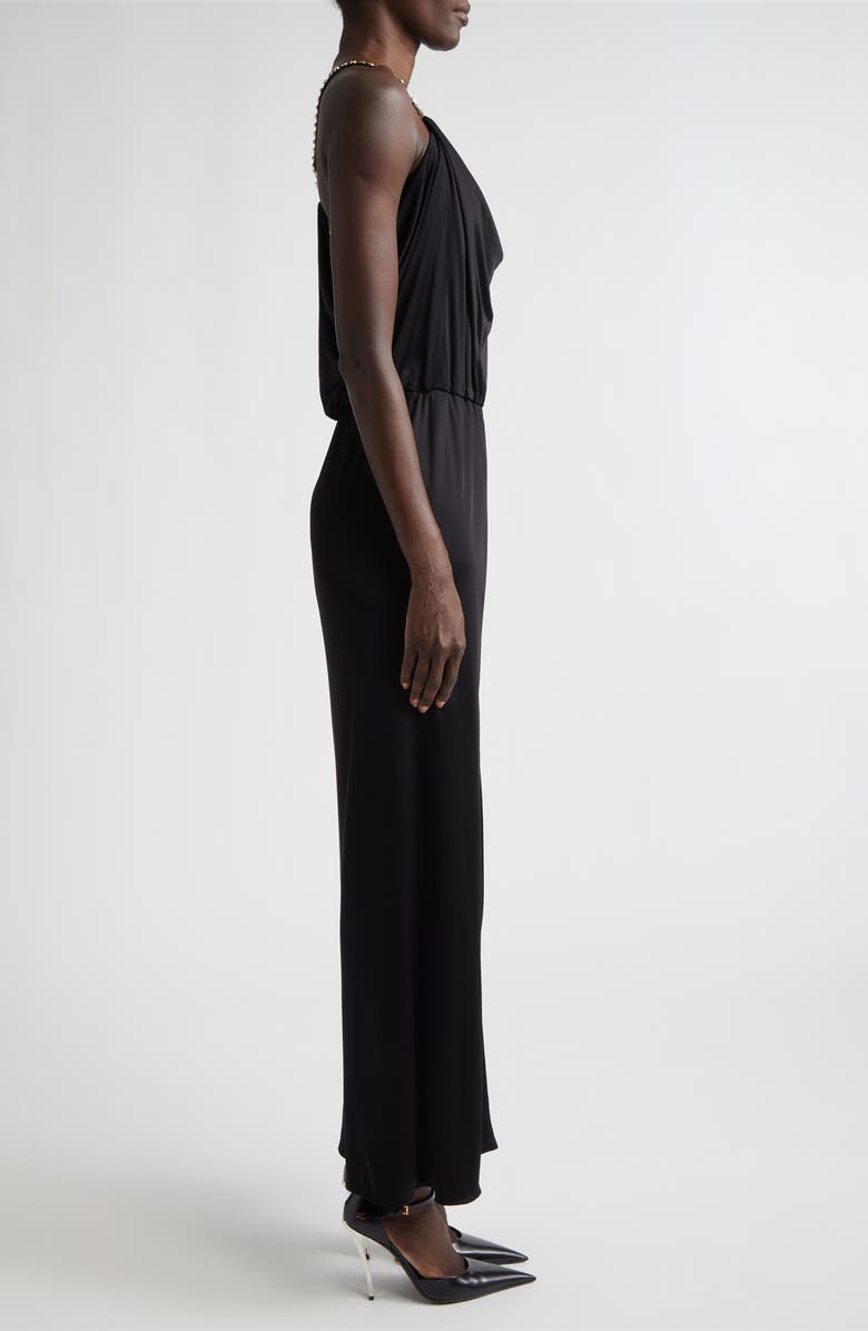 Versace Gathered Liquid Jersey Gown, Alternate, color, Black