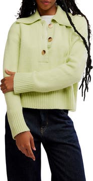 Free People Trading Up Cotton Blend Polo Sweater