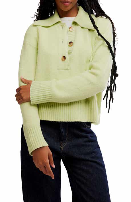 Free People Trading Up Cotton Blend Polo Sweater