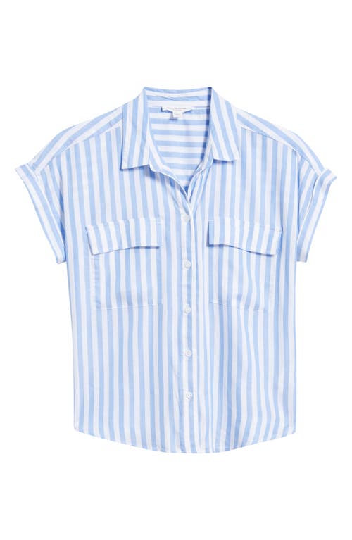 BEACHLUNCHLOUNGE BEACHLUNCHLOUNGE KAIANA STRIPE SHORT SLEEVE BUTTON-UP SHIRT