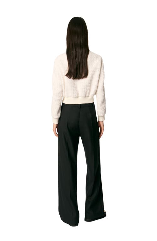 Maje Tweed Bomber Jacket In Ecru