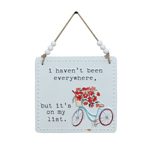 Metal 8 in. Red On My List Bicycle Embossed Sign