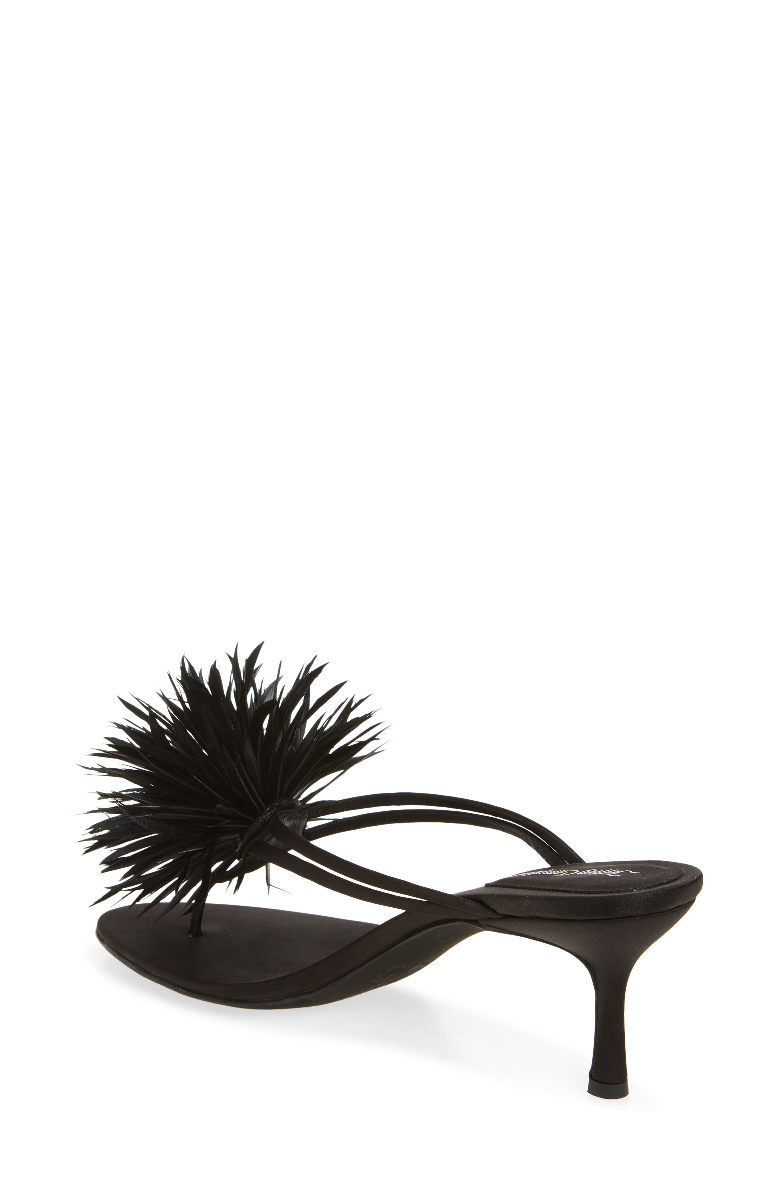 Jeffrey Campbell Firework Feather Sandal, Alternate, color, Black Satin