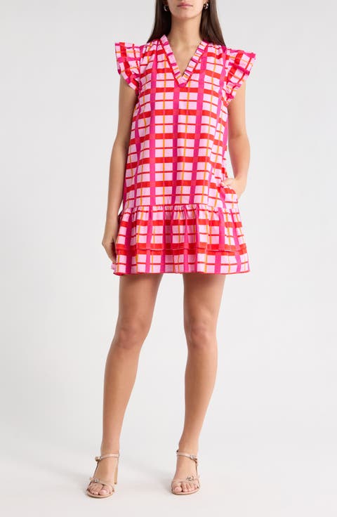 Darvy Check Shift Minidress