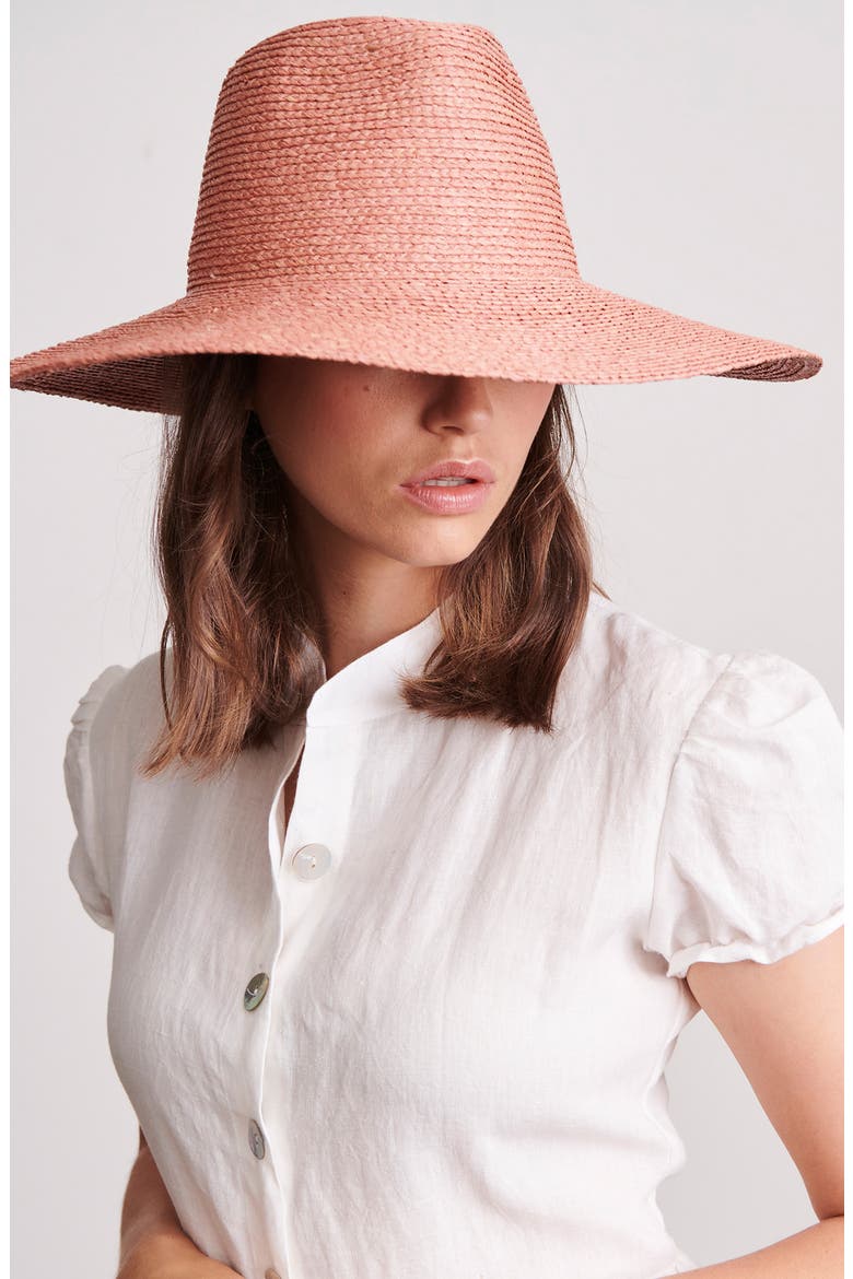 Maiya Wide Brim Raffia Hat, Alternate, color, PEONY
