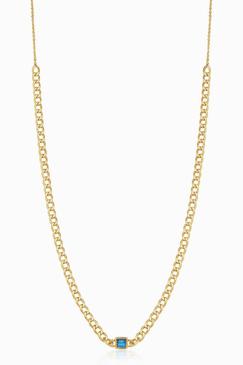 14K Gold Dazzle Me Curb Choker Necklace