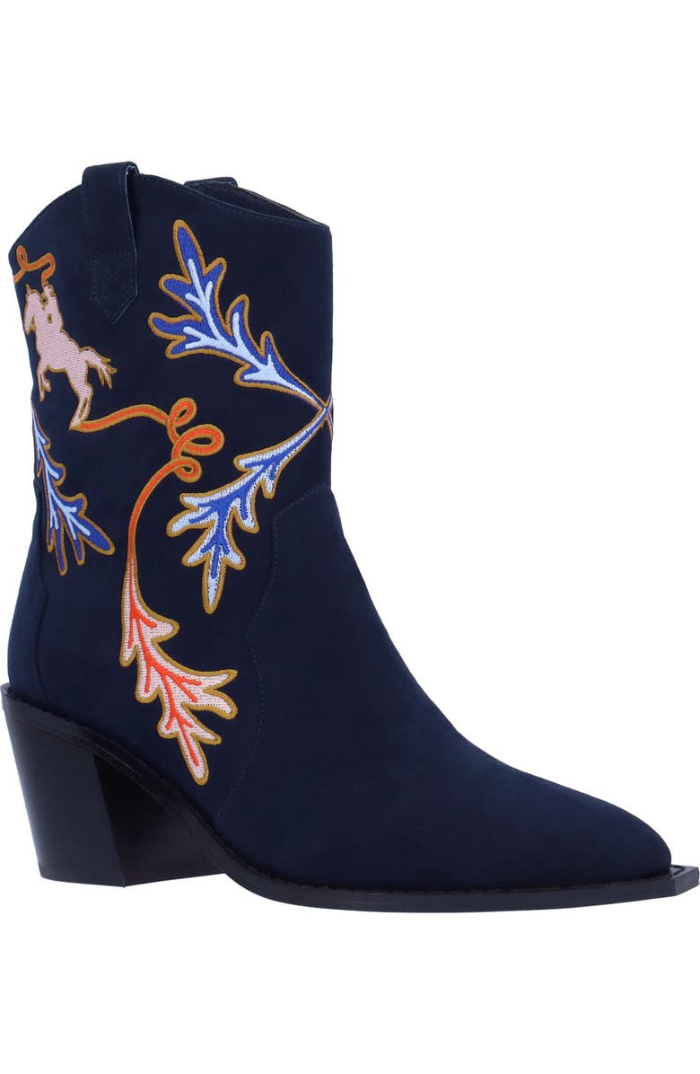 J. Reneé Skyla Pointed Toe Western Boot, Main, color, Navy/ Red