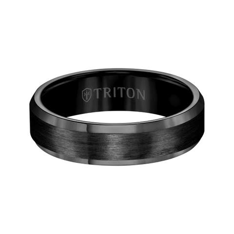 6MM Tungsten Carbide Ring with Satin Center and Bevel Edge