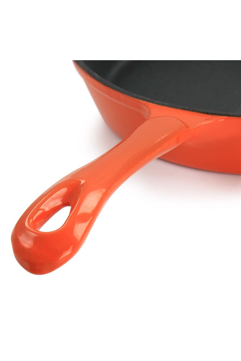 Enameled Round 8 Inch PreSeasoned Cast Iron Frying Pan, Alternate, color, Orange