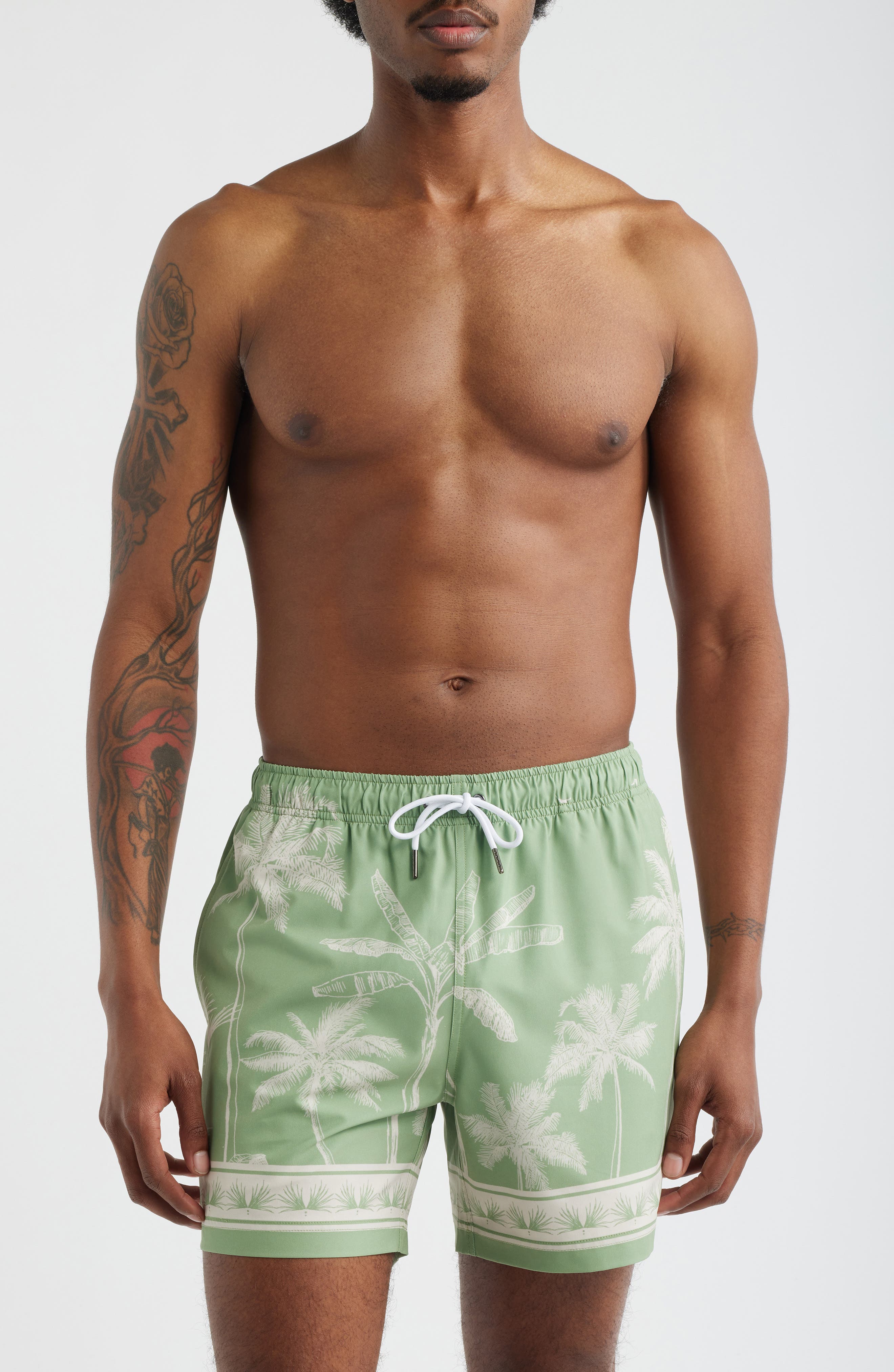 Mavrans Tropical Palm Swim Trunks In Green