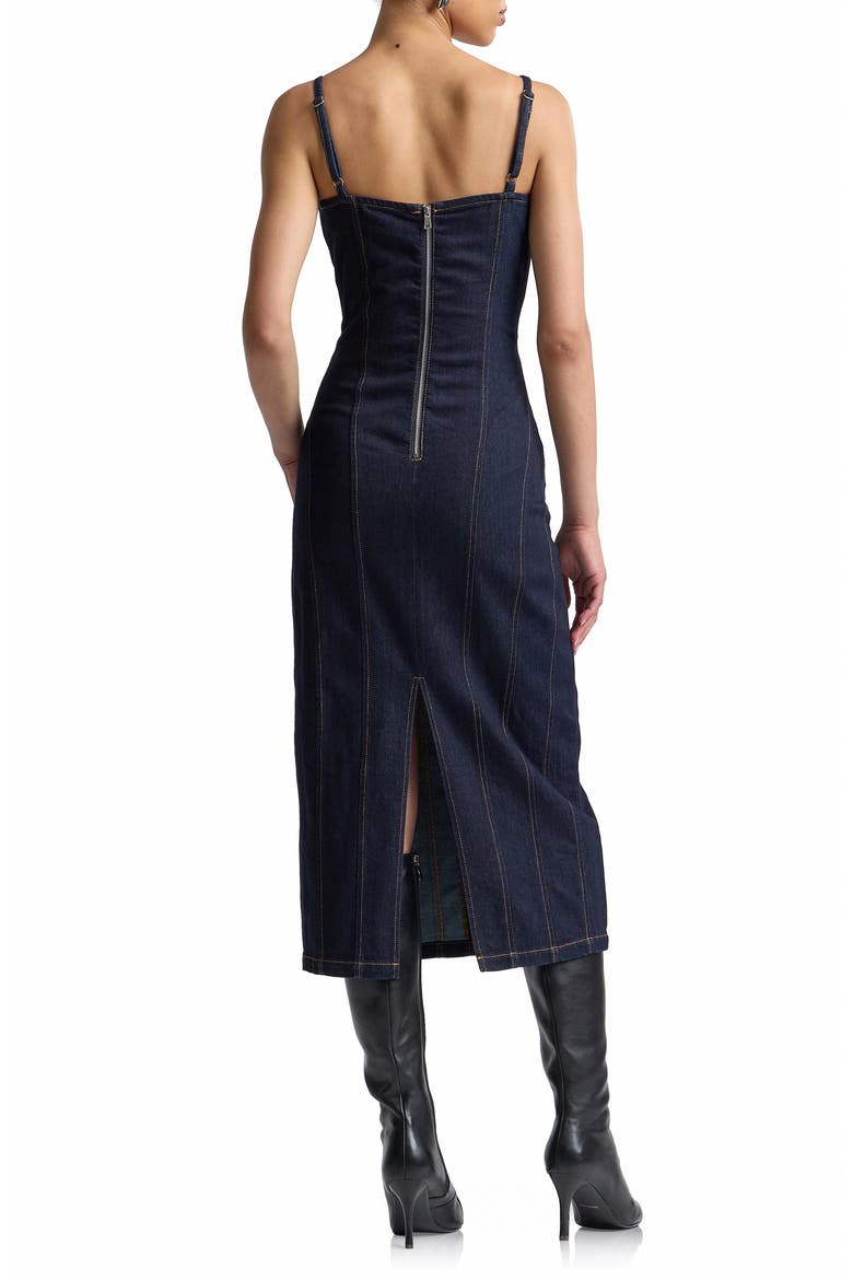 Seamed Midi Dress, Alternate, color, DARK RINSE