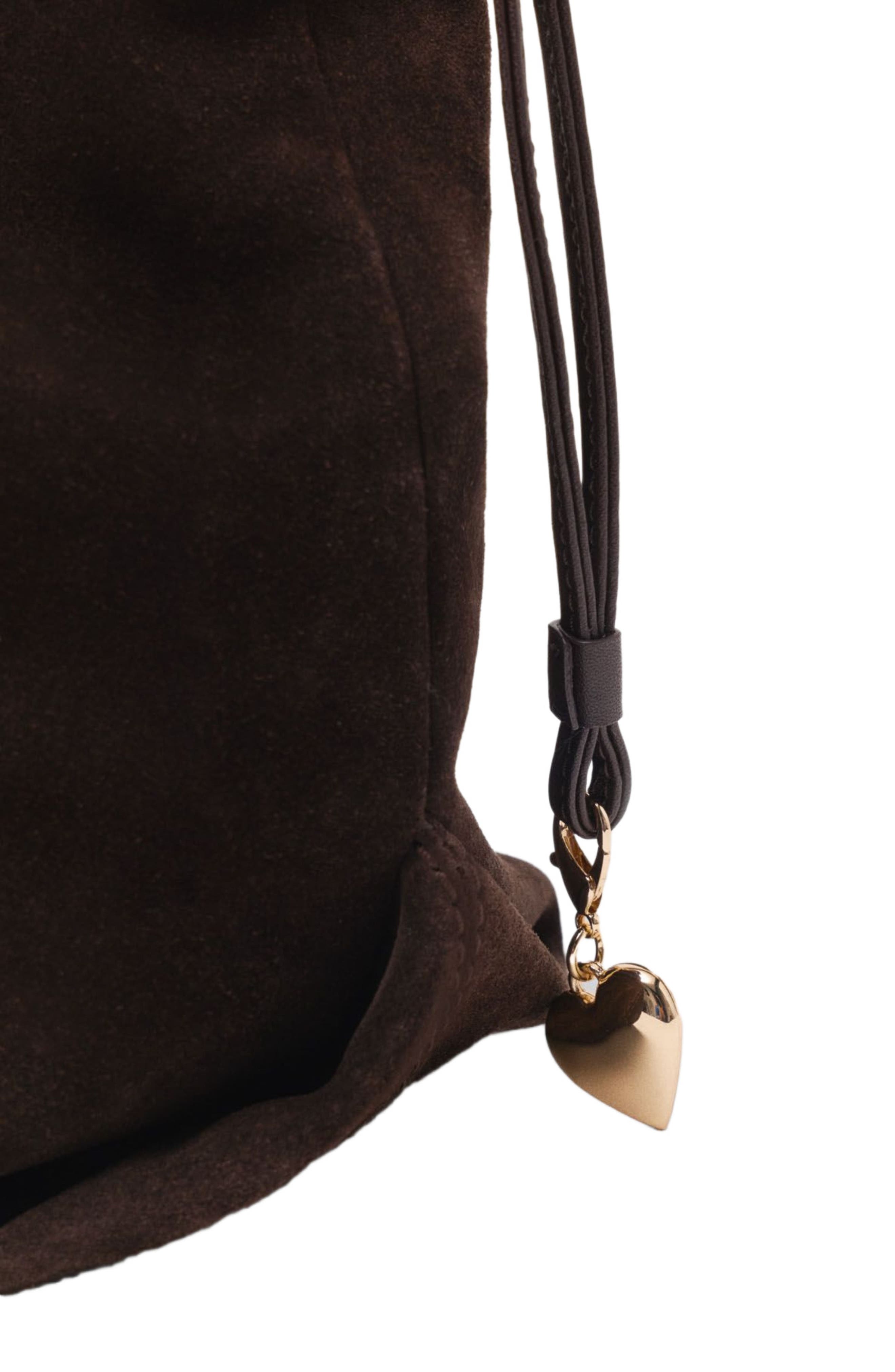 maje Suede Milpli tote bag, Alternate, color, Dark Brown