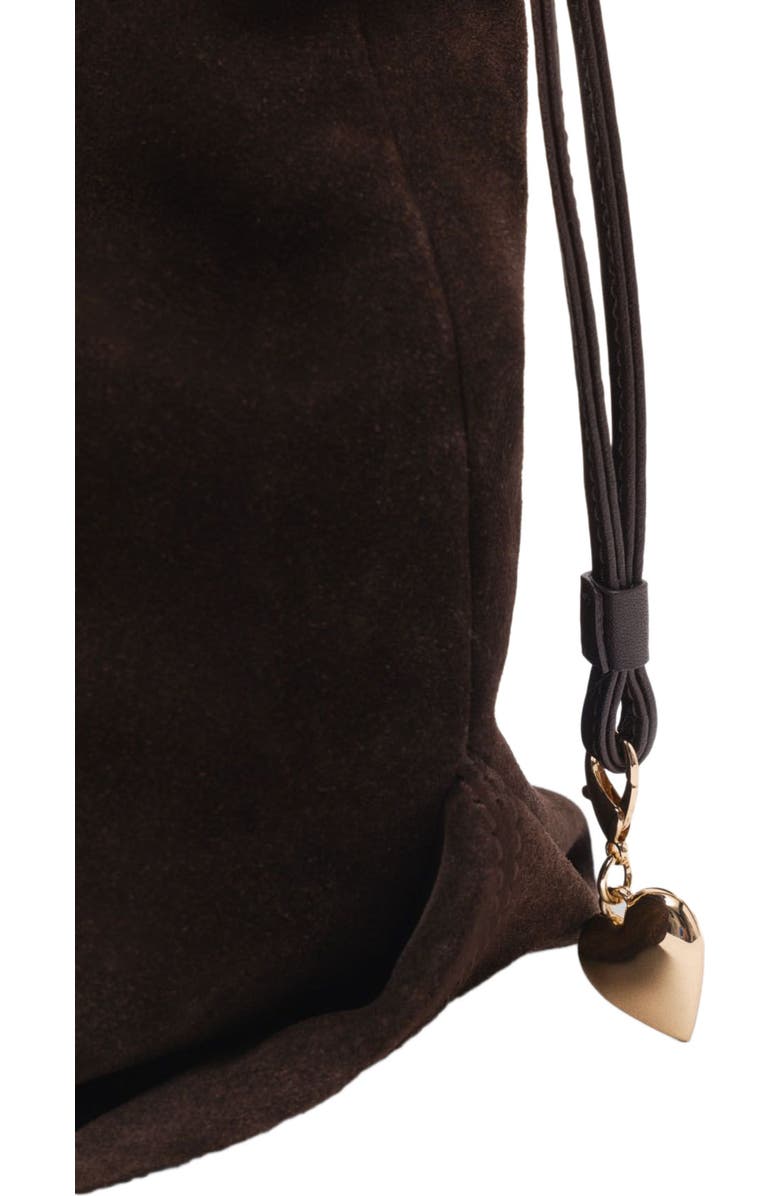 maje Suede Milpli tote bag, Alternate, color, Dark Brown