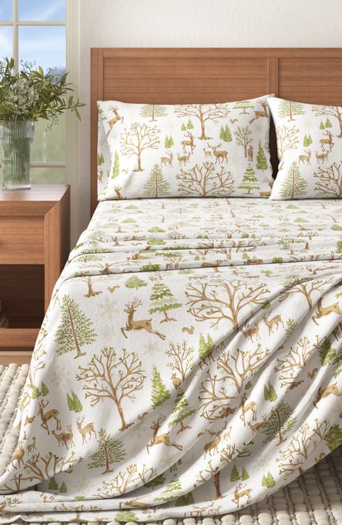 Woven & Weft Animal Lodge Cotton Flannel Sheet Set In Green