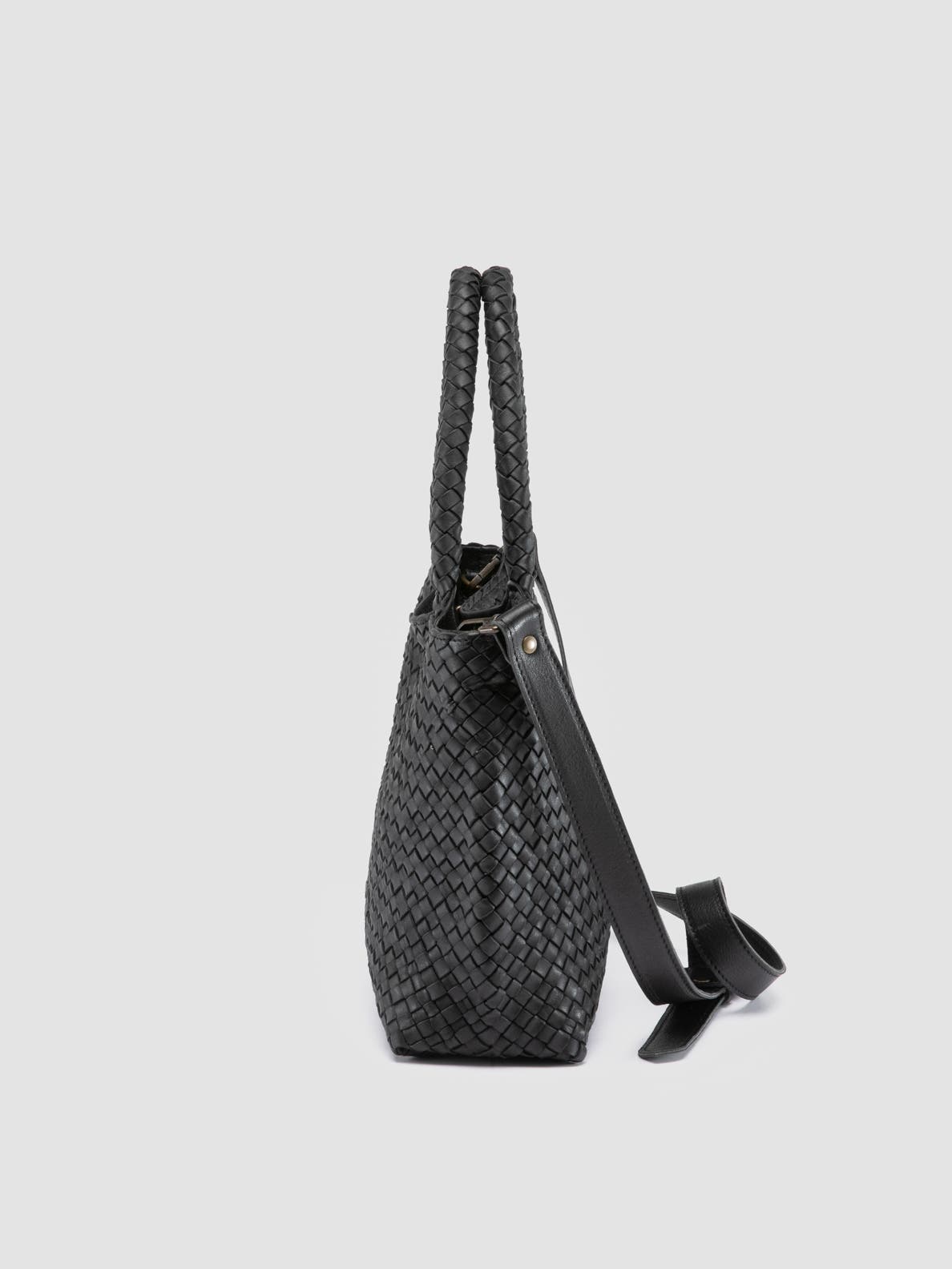 Officine Creative Raquel 001 Hand-Woven Shoulder Bag, Alternate, color, Black