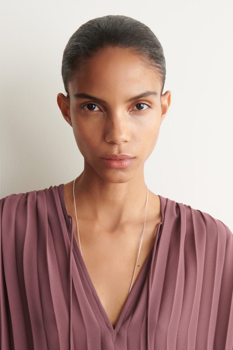 Tie-front Pleated Georgette Blouse, Alternate, color, RUST