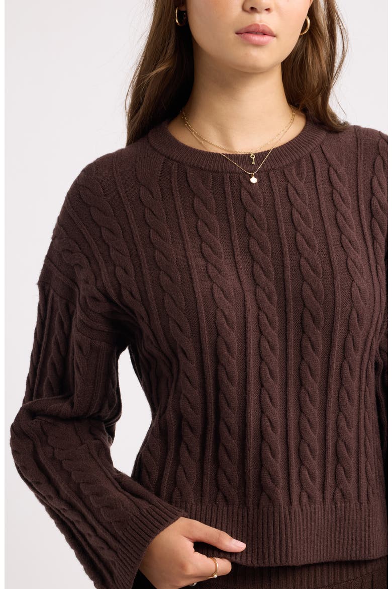 Cable Stitch Sweater, Alternate, color, BROWN COFFEE