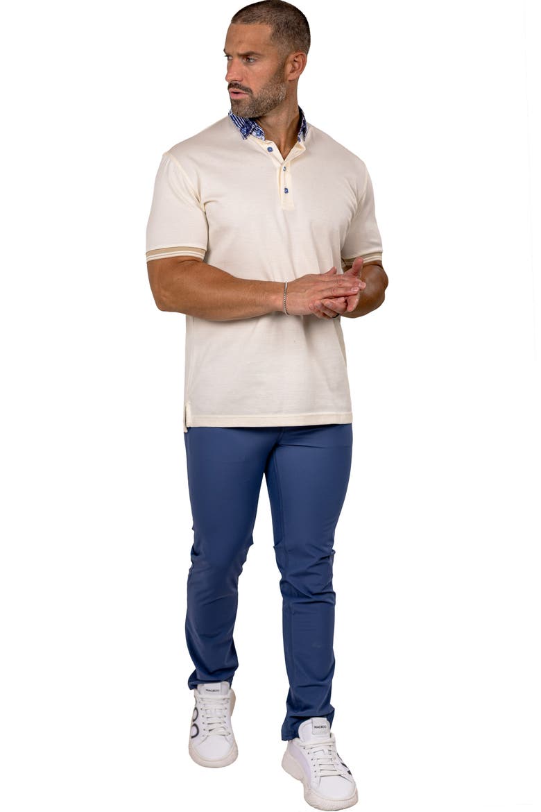 Marthyr Textured Contrast Collar Cotton Polo, Alternate, color, BEIGE