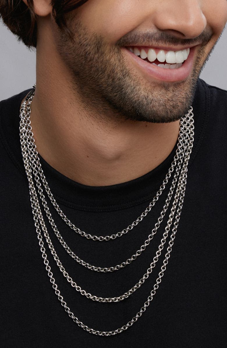 LAGOS Men's Anthem Double Link Chain Necklace, Alternate, color, Silver