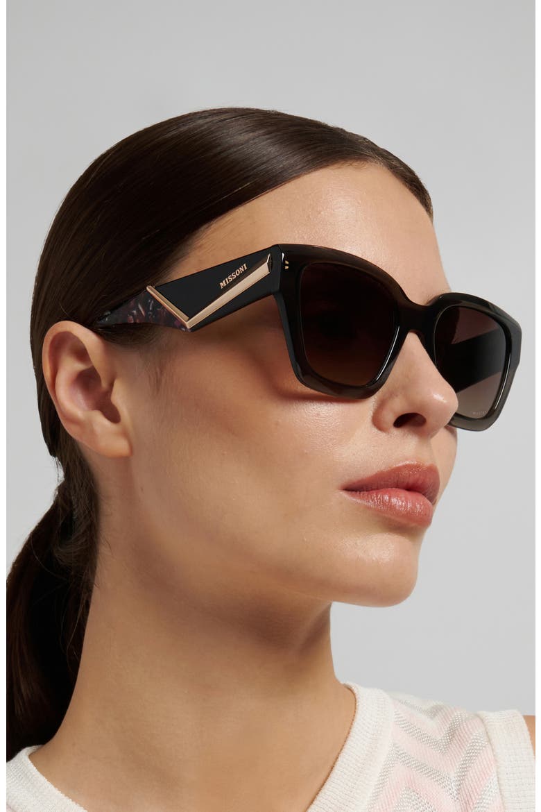 53mm Gradient Square Sunglasses, Alternate, color, GREY/ BROWN
